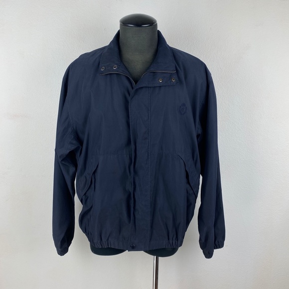 Chaps Ralph Lauren Men's Raincoat Jacket Waterproof Full Zip Navy Blue Size XL - Picture 2 of 11